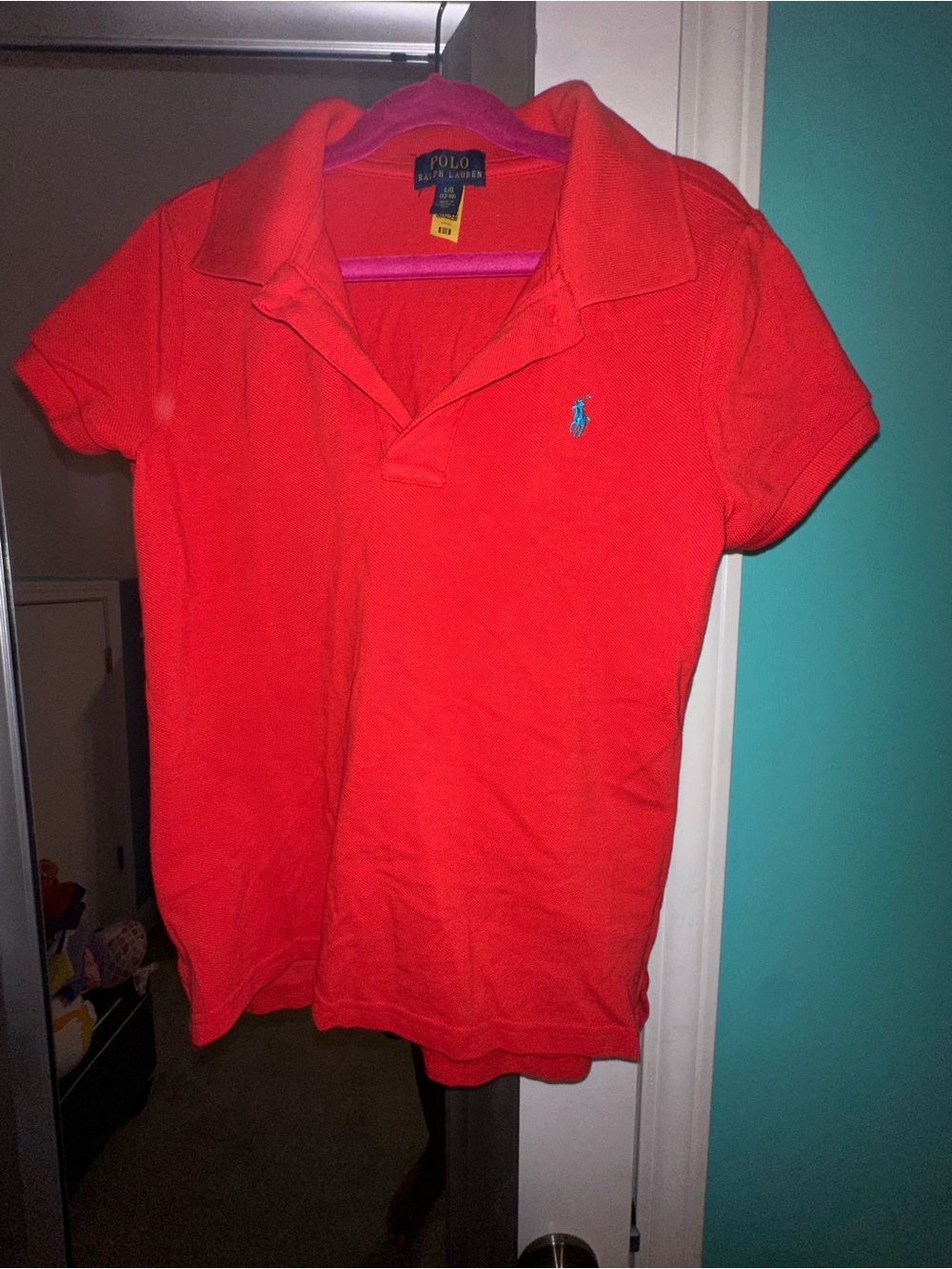 Polo by Ralph Lauren Red Girls' Short-Sleeve Polo with Blue Pony